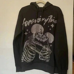 ❤️2/$30❤️[L]Embellished Skeleton Black  Hoodie- Unisex-NWOT